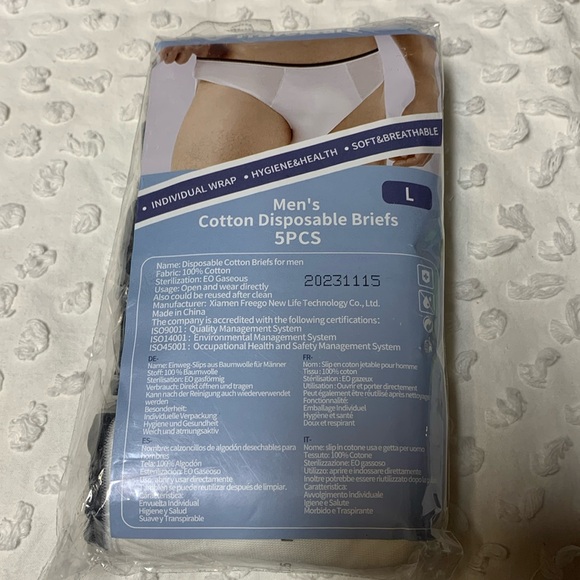 Travelcare Men’s Disposable Briefs 5 pieces Size Large - Picture 1 of 4